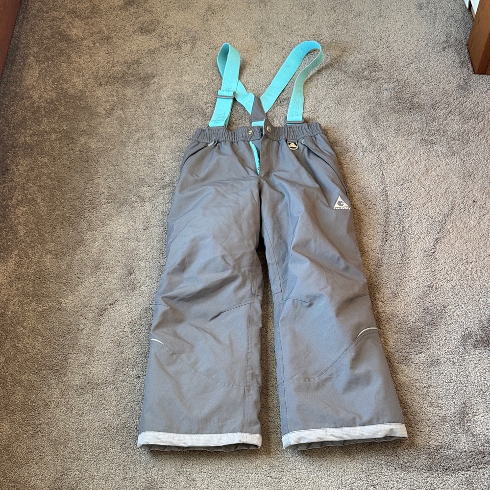 Gerry Girls Gray Ski Snow Pants w/ Suspenders Waterproof Winter SIZE S